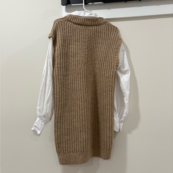 River Island Cable Knit Hybrid Shirt Dress in Beige - Picture 8 of 10